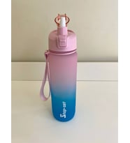 Shop-set 1000 ML Tritan Motivasyonlu Su Matarası SÜZGEÇLİ ve PİPETLİ (PEMBE-TURKUAZ MAVİ)