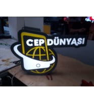 Telefoncu Cep Dünyası Yazılı Tabela 3D Led Neon Etkili Işıklı Tabela 30X45 CM Tek Taraflı