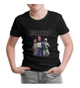 Fortnite - Maps Siyah Çocuk Tshirt