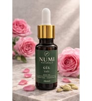 NUMI Naturals Gul Yağı 20 ml %100 Doğal Saf Rose Oil – Cilt Bakım Yağı, Aromaterapi ve Masaj İçin Uçucu Yağ