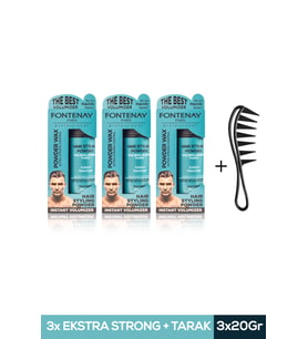 FONTENAY SAÇ ŞEKİLLENDİRİCİ PUDRA TOZ WAX MAT EFFECT MAVI 20GR X3 + ŞEKİL TARAĞI 4'LÜ SET