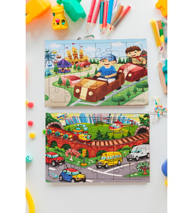 Okul Öncesi Başlangıç Yapboz Lunapark Maceram ve Taşıtlar Ahşap Puzzle Set