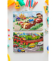 Okul Öncesi Başlangıç Yapboz Lunapark Maceram ve Taşıtlar Ahşap Puzzle Set