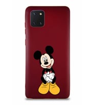 Samsung Galaxy Note 10 Lite Soft Premier Kapak Mickey Mouse-A Tasarımlı Silikon Kılıf - Mürdüm (Şeffaf)