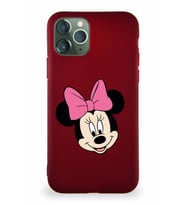 Apple iPhone 11 Pro Soft Premier Kapak Minnie Mouse-C Tasarımlı Silikon Kılıf - Mürdüm (Şeffaf)