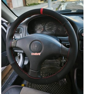 DİKİŞLİ DİREKSİYON KILIFI NUBUK / NOKTA DERİ KIRMIZI YÜZÜK KIRMIZI DİKİŞLİ HONDA 3 KOL İÇİN