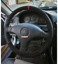 DİKİŞLİ DİREKSİYON KILIFI NUBUK / NOKTA DERİ KIRMIZI YÜZÜK KIRMIZI DİKİŞLİ HONDA 3 KOL İÇİN