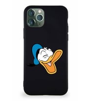 Apple iPhone 11 Pro Soft Premier Kapak Donald Duck-E Tasarımlı Silikon Kılıf - Siyah (Şeffaf)