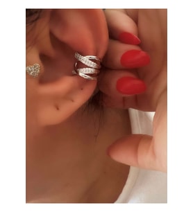 İÇ İÇE GEÇMELİ KIKIRDAK (EARCUFF) KÜPE-GÜMÜŞ RENK ACR7967