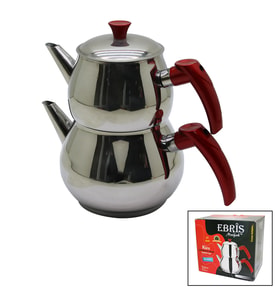AİLE BÜYÜK BOY KÜRE ÇELİK ÇAYDANLIK SETİ ÜST: 1.2LT - ALT: 2LT
