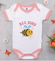 BK Kids Bee Kind Tasarımlı Pembe Bebek Body Zıbın-1