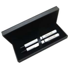 Signator® M522 Beyaz Kalem Seti - Roller Kalem + Tükenmez Kalem  İsme Özel Kalem  Hediyelik Kalem (Karışık)