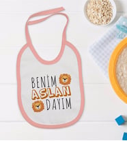 BK Kids Aslan Dayım Tasarımlı Pembe Bebek Mama Önlüğü-1