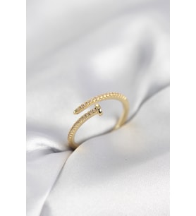 Çivi Model Zirkon Taşlı Gold Renk Kadın Yüzük TJ-BYK4076