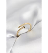 Çivi Model Zirkon Taşlı Gold Renk Kadın Yüzük TJ-BYK4076
