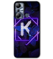 İnfinix Hot 20i Kılıf HD Desen Baskılı Kılıf - Dark Neon Yaprak K Harfi
