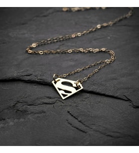 Altın Kaplama Superman Gümüş Kolye