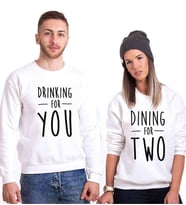 Tshirthane Drinking For You Dining For Two Sevgili Kombinleri Sweatshirt Kombini (Tek Ürün Fiyatıdır.)