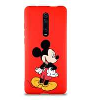 Xiaomi Redmi K20 Pro Soft Premier Kapak Mickey Mouse-D Tasarımlı Silikon Kılıf - Kırmızı (Şeffaf)