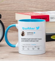 Kişiye Özel Twitter Tasarım Fotoğraflı Mavi Kupa Bardak
