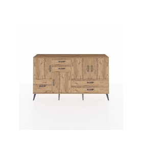 Arges Konsol 4 Raflı 5 Çekmeceli 4 Kapaklı 176x30x99 Çam-Çam