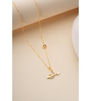 925 Ayar Gümüş Gold Kaplama Ay Taşı Yay Burcu Kolye