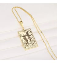 Kişiye Özel 925 Ayar Gümüş The Witch Tarot Kart Kolye (Gold)
