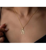 Kişiye Özel Şık Çift Harf Kolye 925K Gümüş (Gold)