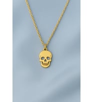 Kişiye Özel 925 Ayar Gümüş Gotik Kafatası Unisex Rock Tarzı Kolye (Gold)