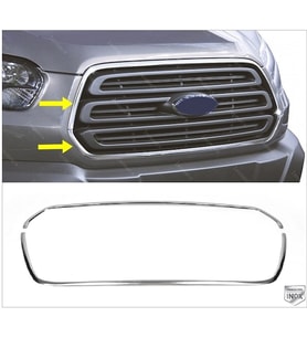 Ford Transit Krom Ön Panjur Çerçevesi 2 Parça 2013-2019 Arası Paslanmaz Çelik (Gümüş)