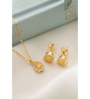 925 Ayar Gümüş Kasım Ayı Doğum Taşı ( Citrine ) Damla Kolye