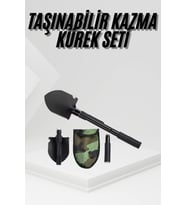 Katlanır Portatif Kazma Kürek Seti Portatif Çelik Taşıma Çantalı Pusulalı
