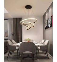 Üçlü Halka Led Avize Siyah Günışığı Salon,oturma Odası