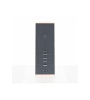 Arges Dolap 3 Raflı 6 Çekmeceli 2 Kapaklı 88x30x243 Çam-Antrasit