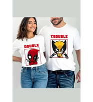 Deadpool ve Wolverine 2024 Film T-shirt Seti (Beyaz)