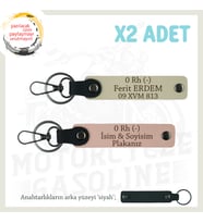 Motosiklet Sevene Hediyelik İsim Plaka ve 0 Rh (-) Kan Grubu x2 Anahtarlık, Yavruağzı-S Kahve-Syh