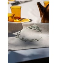 Doğal Keten İşlemeli Yemek, Mutfak, Bahçe Masası için Dekoratif Runner (zeytindalı)