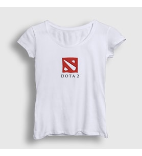 Presmono Kadın Beyaz Dota 2 Logo Oyun T-Shirt 420309tt (Beyaz)