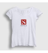 Presmono Kadın Beyaz Dota 2 Logo Oyun T-Shirt 420309tt (Beyaz)