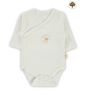 Civil Baby Organik Pamuklu Kruvaze 0-6 Ay Çıtçıtlı Badi - Ekru