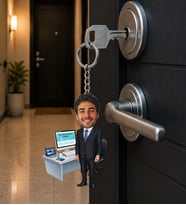 Kişiye Özel Muhasebeci Karikatür Anahtarlık – Ofis Temalı Fotoğraflı Hediye