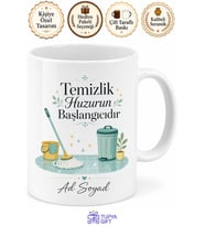 Temizlik İşçisine Hediye Paspas Parlayan Zemin Hijyen Temalı Baskılı Kupa Bardak