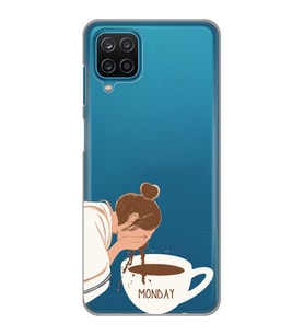 Samsung Galaxy M22 Uyumlu Kahve Tasarımlı Şeffaf Telefon Kılıfı