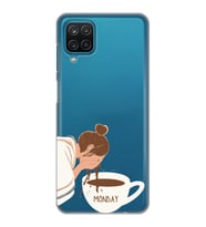 Samsung Galaxy M22 Uyumlu Kahve Tasarımlı Şeffaf Telefon Kılıfı