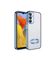 Samsung Galaxy M14 Uyumlu Kılıf Kamera Korumalı Logo Gösteren Zore Omega Kapak (Açık Mavi)