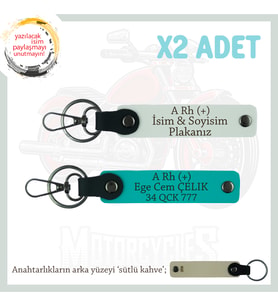 Babaya Hediye, İsim Plaka ve A Rh (+) Kan Grubu Yazılı Özel 2'li Anahtarlık, Koyu Turkuaz-Beyaz-SK