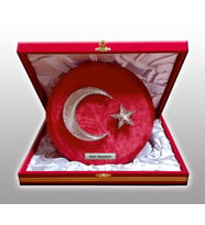 Ayyıldız Filografi İşlemeli Plaket (25x25 CM) (Kırmızı)