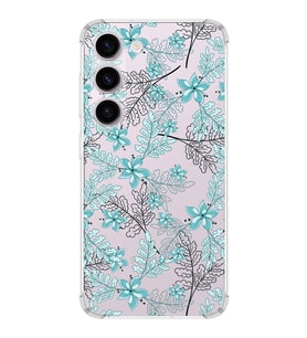 Samsung Galaxy S23 Plus  Köşe Korumalı Antişok Kapak Floral Su Yeşili Tasarımlı Şeffaf  Kılıf