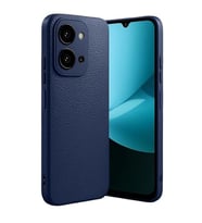 Coverzone Xiaomi Redmi 15C ile uyumlu K?l?f Deri G�r�n�ml� Thermax Silikon k?l?f Kamera Korumal? Kompakt Tasar?m Redmi 15C 5G i�in Deri G�r�n�m Kapak Lacivert