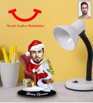 Kişiye Özel Yılbaşı Erkek Karikatürlü 3mm Şeffaf Pleksi Akrilik Biblo Model-9
